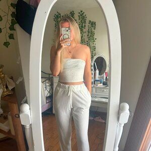 White Knit Comfy Joggers